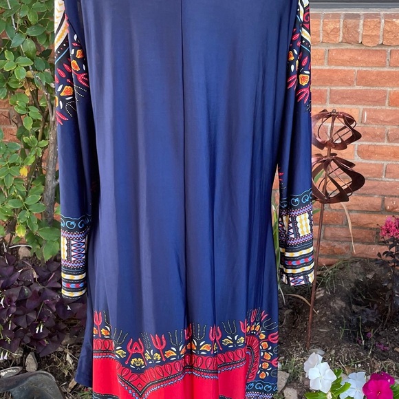 R & B Collections • Boho • Red/Blue • Geometric Design • Dress • Size X-Large - Picture 11 of 12
